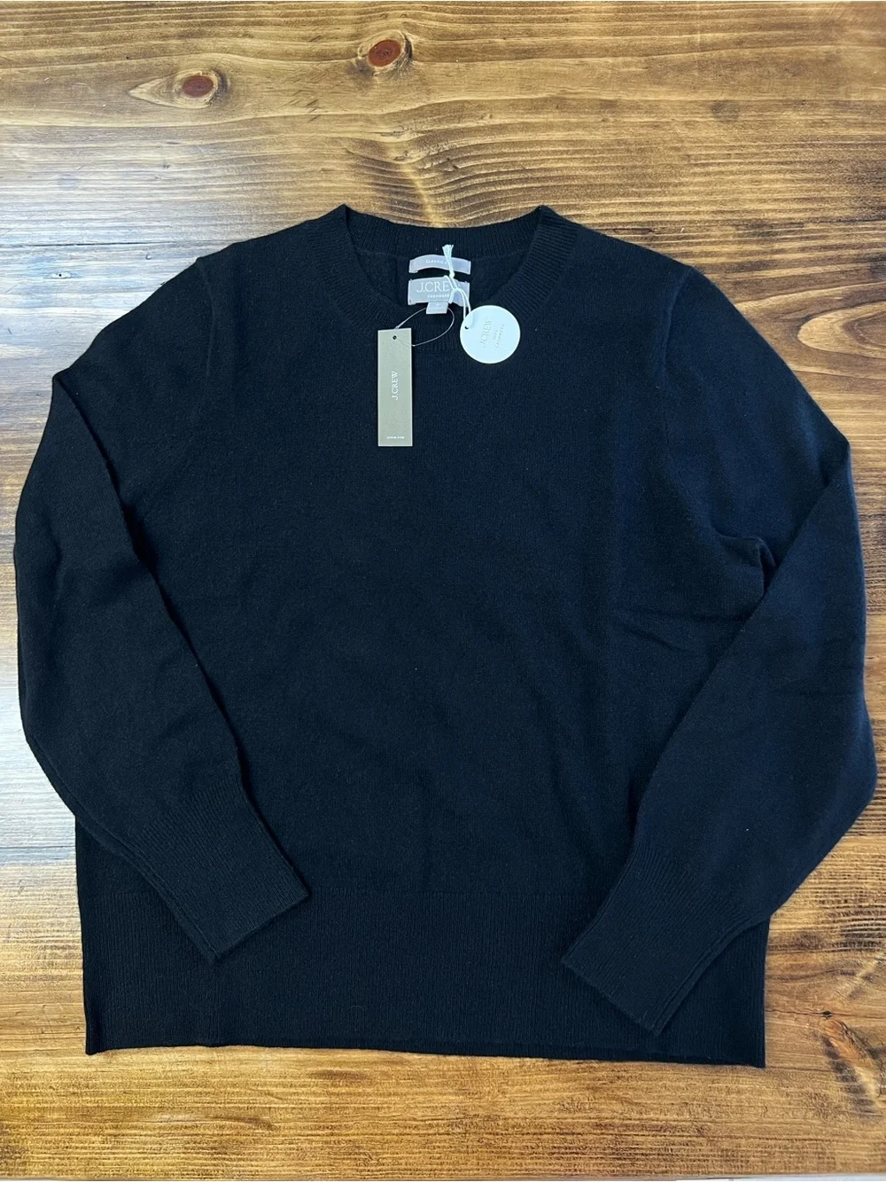 J. Crew Cashmere classic-fit crewneck sweater in Black Size Medium NWT